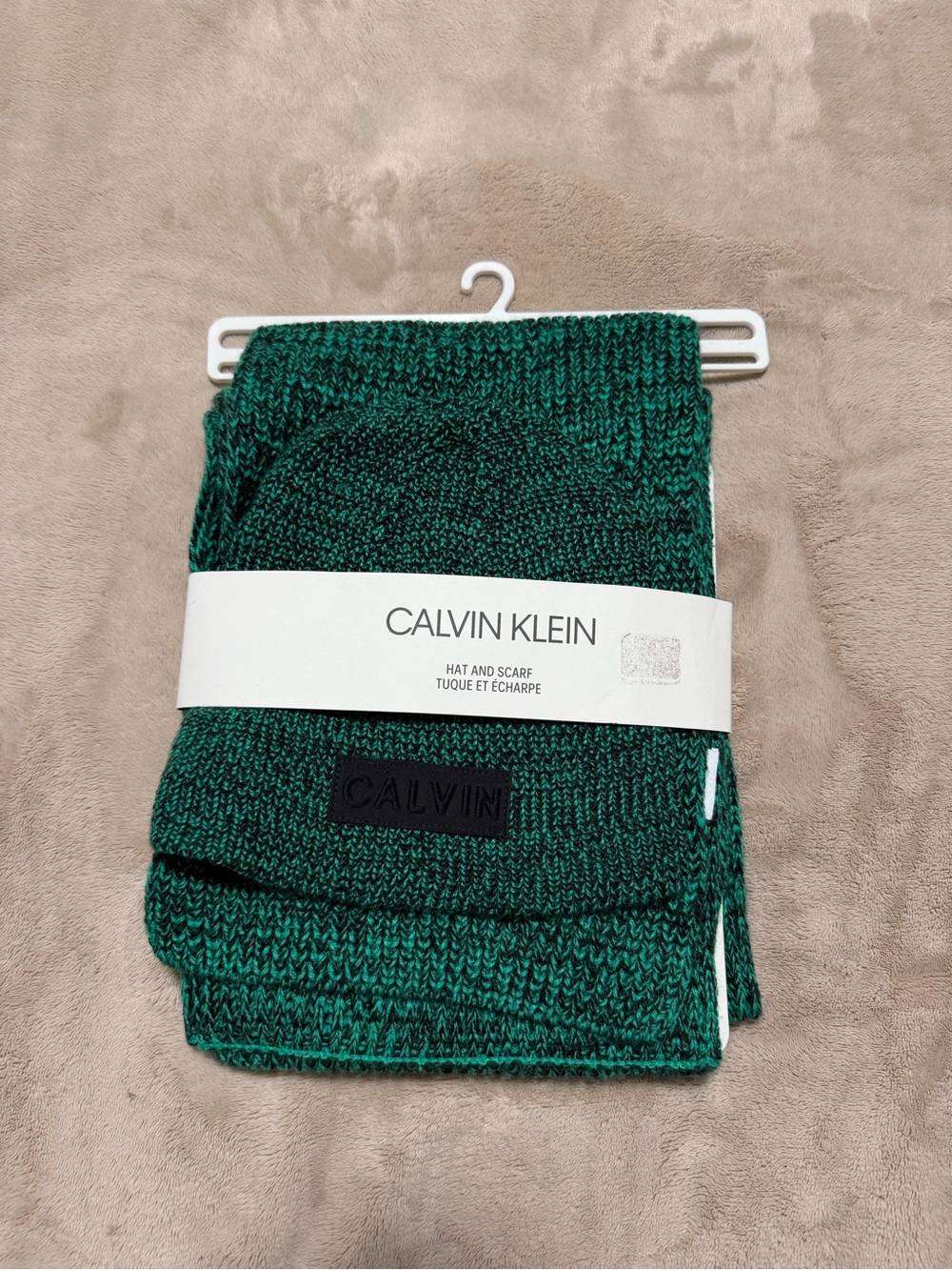 Calvin Klein Green Knit Hat and Scarf Set